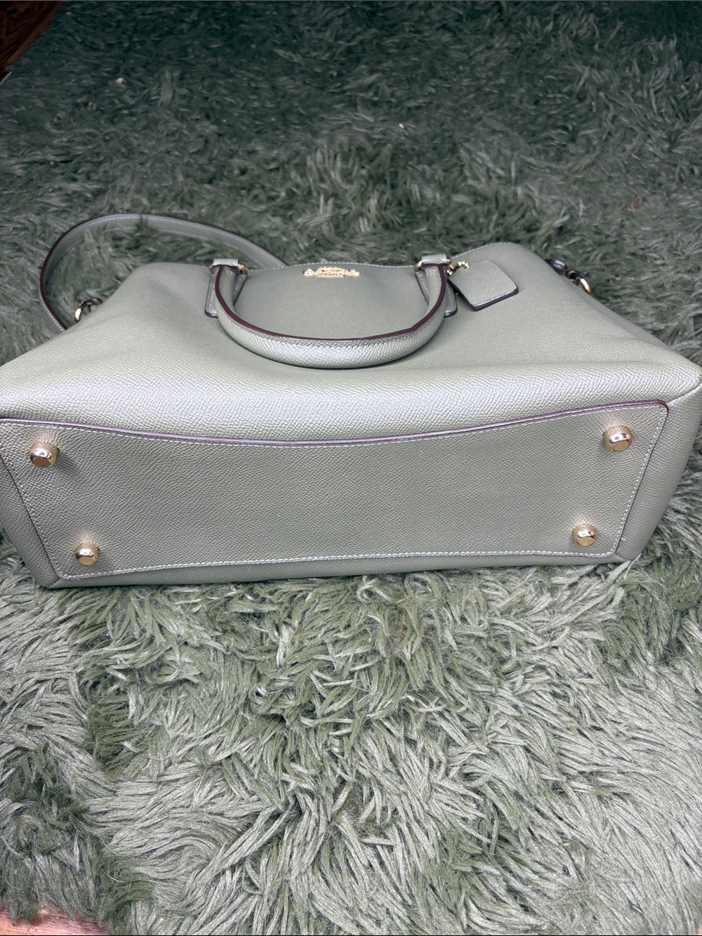 Coach Mini Sage Green Carryall Pebble Texture with Gold Hardware - Picture 9 of 11